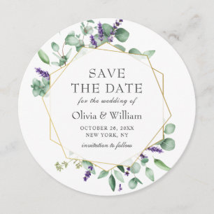 Modern Eucalyptus PHOTO Wedding SAVE THE DATE Invitation