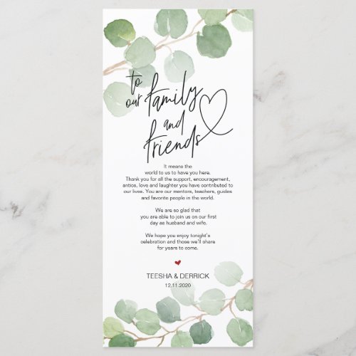 Modern eucalyptus Place Setting Thank You Card