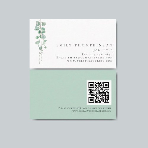 Modern Eucalyptus QR Code Any Profession  Business Card