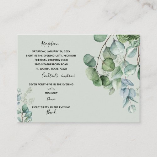 Modern Eucalyptus Reception Cash Bar Wedding Enclo Enclosure Card