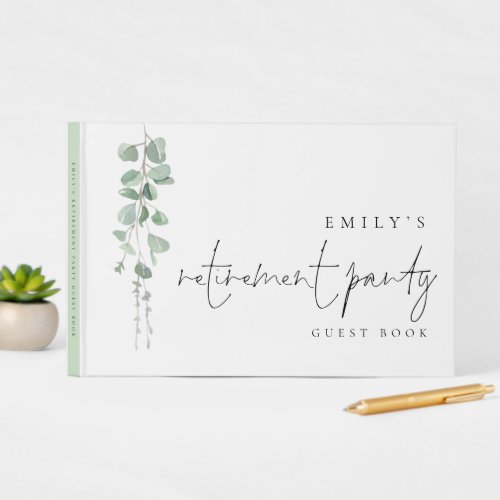 Modern Eucalyptus Retirement Party Guest Book