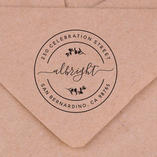 Modern Eucalyptus Round Return Address Self_inking Stamp