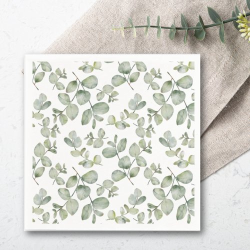 Modern Eucalyptus Sage Green Pattern Wedding Napkins