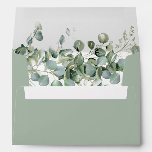 Modern Eucalyptus Sage Green Watercolor Botanical  Envelope