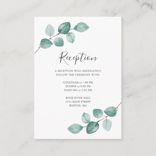 Modern Eucalyptus Watercolor Black Script Wedding Enclosure Card