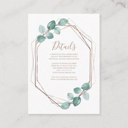 Modern Eucalyptus Watercolor Coffee Script Wedding Enclosure Card