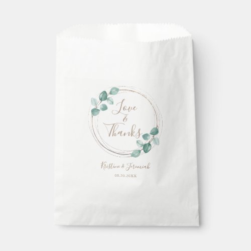 Modern Eucalyptus Watercolor Coffee Script Wedding Favor Bag
