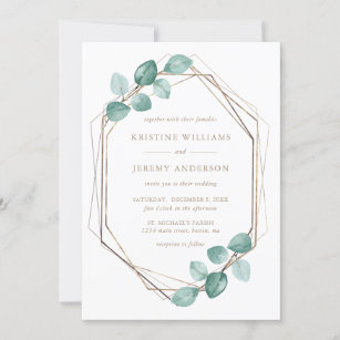 Modern Eucalyptus Watercolor Coffee Script Wedding Invitation