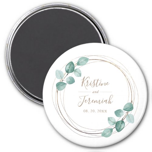 Modern Eucalyptus Watercolor Coffee Script Wedding Magnet