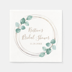 Modern Eucalyptus Watercolor Coffee Script Wedding Napkins