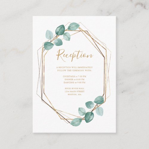 Modern Eucalyptus Watercolor Gold Script Wedding Enclosure Card