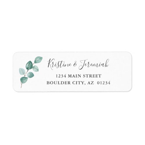 Modern Eucalyptus Watercolor Gray Return Address Label