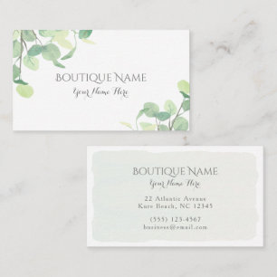 Modern Eucalyptus Watercolor Greenery Boutique Business Card