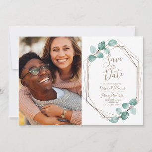 Modern Eucalyptus Watercolor Photo Wedding Save The Date