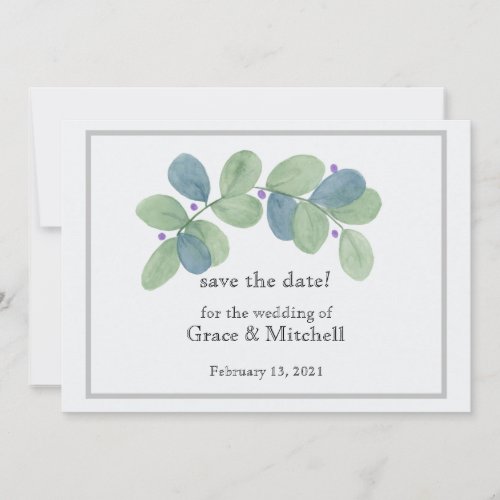 Modern Eucalyptus Watercolor Save The Date