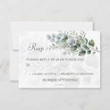 Modern Eucalyptus Watercolor Wedding RSVP Card