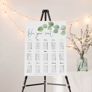 Modern Eucalyptus Wedding 15 Table Seating Chart Foam Board