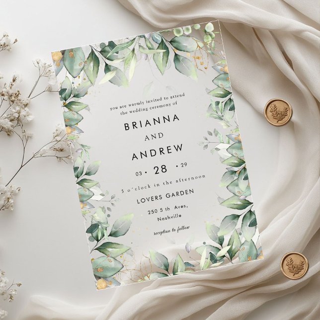 Modern Eucalyptus Wedding Acrylic Invitations (Modern Eucalyptus Wedding Acrylic Acrylic Invitations)