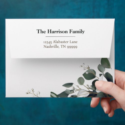 Modern Eucalyptus Wedding Address Envelope