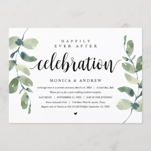 Modern Eucalyptus, Wedding Elopement Celebration Invitation