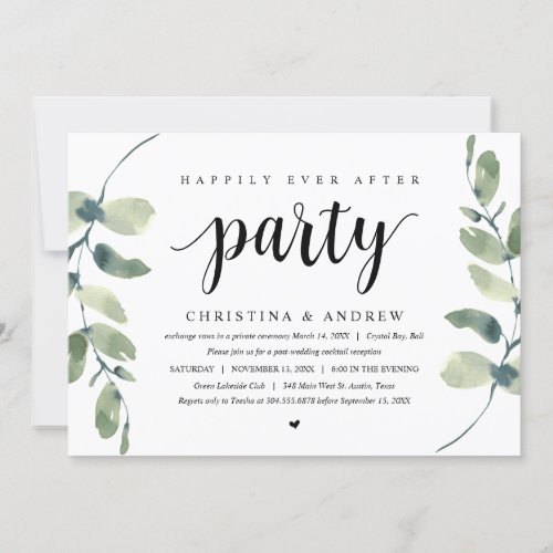 Modern Eucalyptus Wedding Elopement Celebration Invitation