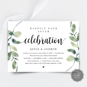 Modern Eucalyptus, Wedding Elopement Celebration Invitation | Zazzle