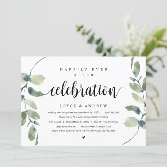 Modern Eucalyptus, Wedding Elopement Celebration Invitation | Zazzle