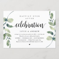 Modern Eucalyptus, Wedding Elopement Celebration Invitation