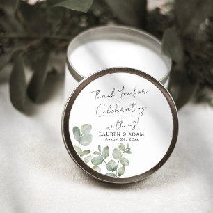 Modern Eucalyptus Wedding Favor Classic Round Sticker
