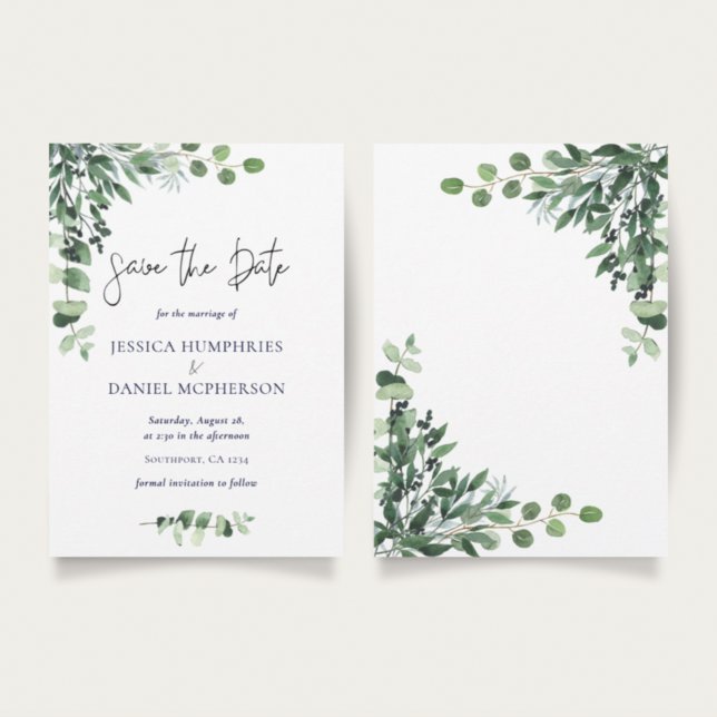Modern Eucalyptus Wedding Flat Save The Date (Creator Uploaded)