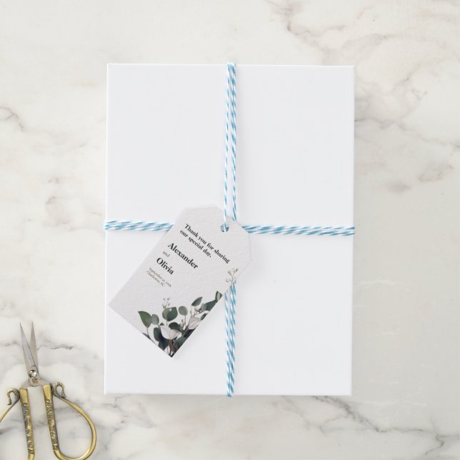 Modern Eucalyptus Wedding Gift Tags (With Twine)