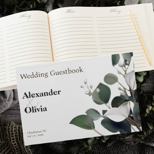 Modern Eucalyptus Wedding Guest Book (Modern Eucalyptus Wedding Guest Book)