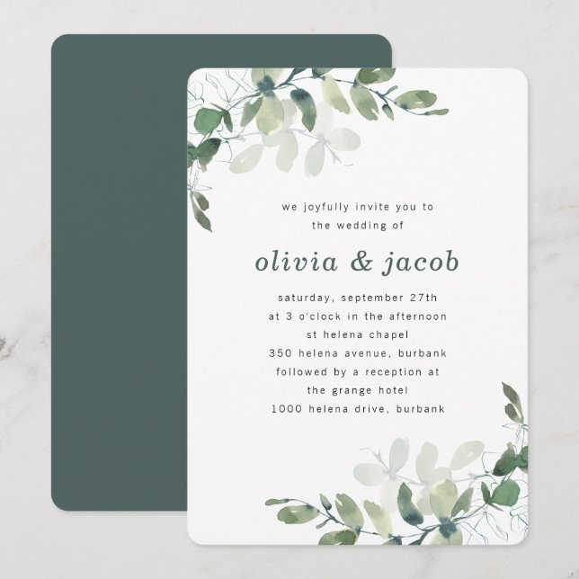 Modern Eucalyptus Wedding Invitation (Front/Back)