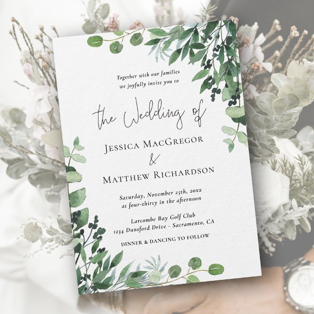 Modern Eucalyptus Wedding Invitation (Modern Eucalyptus Wedding Invitation)