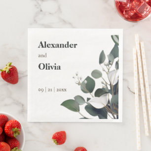 Modern Eucalyptus Wedding Paper Dinner Napkins