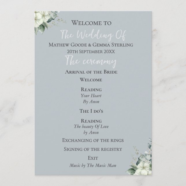 Modern Eucalyptus Wedding Program (Front)