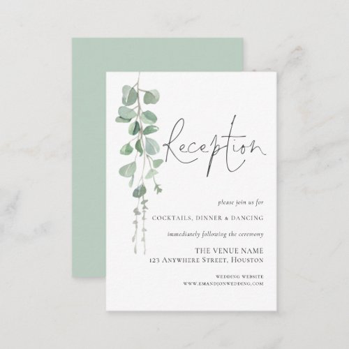 Modern Eucalyptus Wedding Reception  Enclosure Card