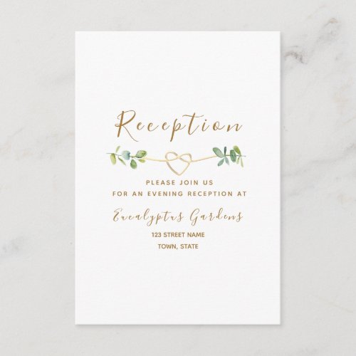 Modern Eucalyptus Wedding Reception Enclosure Card