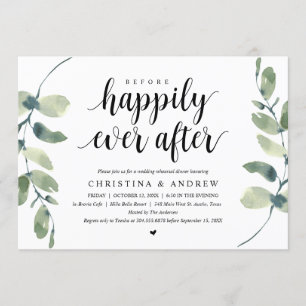 Modern Eucalyptus, Wedding Rehearsal Dinner Invitation