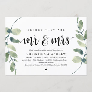 Modern Eucalyptus, Wedding Rehearsal Dinner Invitation
