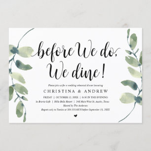 Modern Eucalyptus, Wedding Rehearsal Dinner Invitation