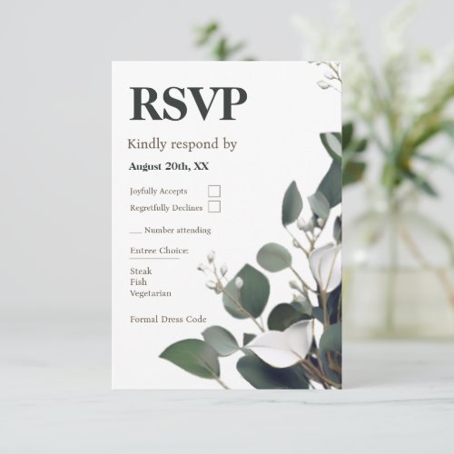 Modern Eucalyptus Wedding RSVP Card