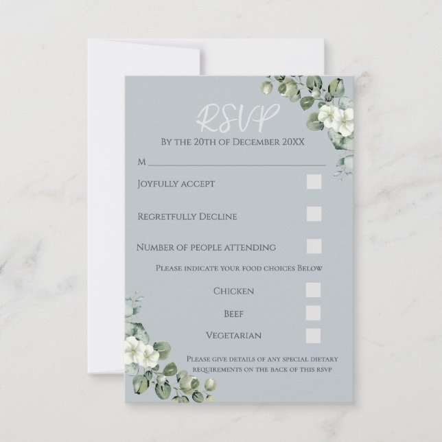 Modern Eucalyptus Wedding  RSVP Response Card (Front)