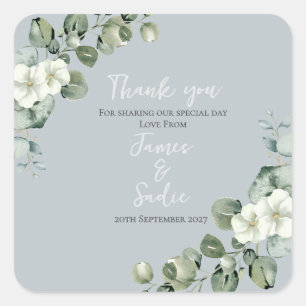 Modern Eucalyptus Wedding Square Sticker