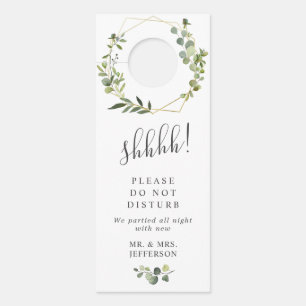 Modern Eucalyptus Wedding Welcome Do Not Disturb Door Hanger