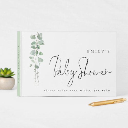 Modern Eucalyptus Wishes for Baby Shower Guest Book