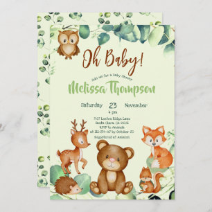 Modern Eucalyptus Woodland Animals Forest Friends Invitation