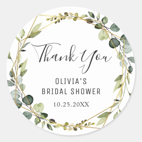 Modern Eucalyptus Wreath Bridal Shower Boho Classic Round Sticker