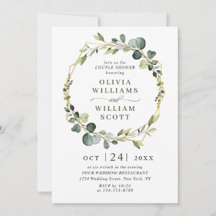 Modern Eucalyptus Wreath Frame COUPLE SHOWER Boho Invitation