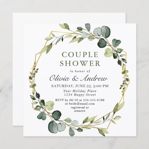 Modern Eucalyptus Wreath Frame COUPLE SHOWER Boho Invitation